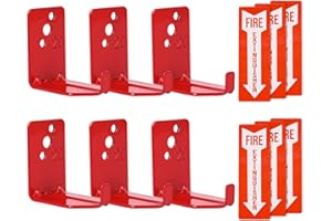 FONYFA 6 Pieces Fire Extinguisher Holder Extinguisher Mount and 6 Pieces Fire Extinguisher Signs Sticker, 20lb Fire Extinguisher Mount Bracket Wall Hook for Universal Extinguishers
