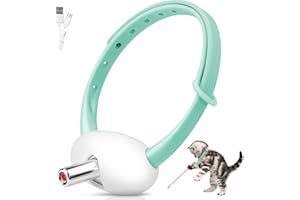HYKCZOUS Automatic Laser Collar Cat Toy - Upgraded Laser Cat Toys, Flashing and Lasting modes, 8-12″ Bend Collar & 41°Adjust Angle free hands. Type-C USB Charge 1H and works 12H. Gifts for Ailurophile (Green)