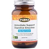 FloraHealth Immediate Support Digestive Enzymes, Lactase, 60 Veg Caps | Supports Lactose Digestion, Bloating, Heartburn &amp; Gas, Contains 7 Enzymes, Gluten-Free