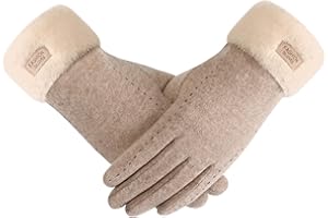 Clothirily Winter Gloves for Women - Touch Screen Thermal Lining Warm Gloves for Cold Weather, Soft Fleece Elastic Glove Cuff