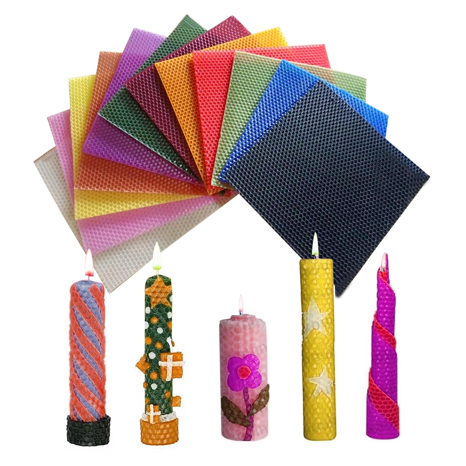 Editbar Beeswax Candle Making Set, 12 Colours Beeswax Plates for Candles, 20 x 20 cm, Beeswax Candles, Make Your Own Candles, for Candle Making, Crafts, Christmas Candles