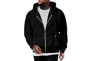 JMIERR Mens Full Zip Casual Cotton Hooded Fleece Drawstring Hoodies Pullover Sweatshirts Casual Long Sleeve Shirts
