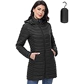 MIDNIGHTSUN Women’s Packable Puffer Jacket Lightweight Puffer Coat Mid-length Hooded Warm Winter Puffy Jacket