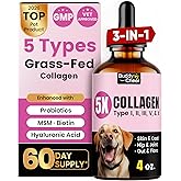 Premium Collagen for Dogs & Cats – 5 Types of Grass-Fed Collagen (I, II, III, V & X), Fast Allergy & Itch Relief Dog Colágeno with MSM, Biotin & Hyaluronic Acid – Supports Healthy Skin & Joints –120ml