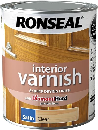Ronseal Interior Varnish Clear Satin 750ml Diamond Hard Protection Easy Apply