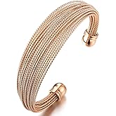 Multi-Strand Women's Stainless Steel Adjustable Cuff Bangle Bracelet