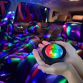 ASFSKY Car Disco Ball Light, Rechargeable Party Light with Magnetic Base | Sound Activated Music Sync LED Car Interior Light with Dynamic Flash Effects for Vehicle, Bedroom, Party and Home Decoration