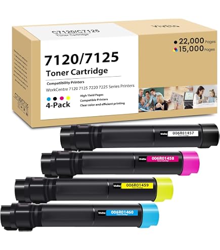 Pack 4 Toner Multicolor Compatible Con Xerox WorkCentre 7120/7125/7220/7225 - Negro, Cian, Magenta, Amarillo