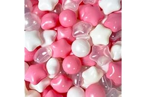 Lovgrils Pink Star Ball Pit Balls 50 - Colorful Star and Round Set Play Balls Soft Plastic Balls for Toddlers Baby Kids, BPA Free Phthalate Free Non-Toxic, 2.2 Inches