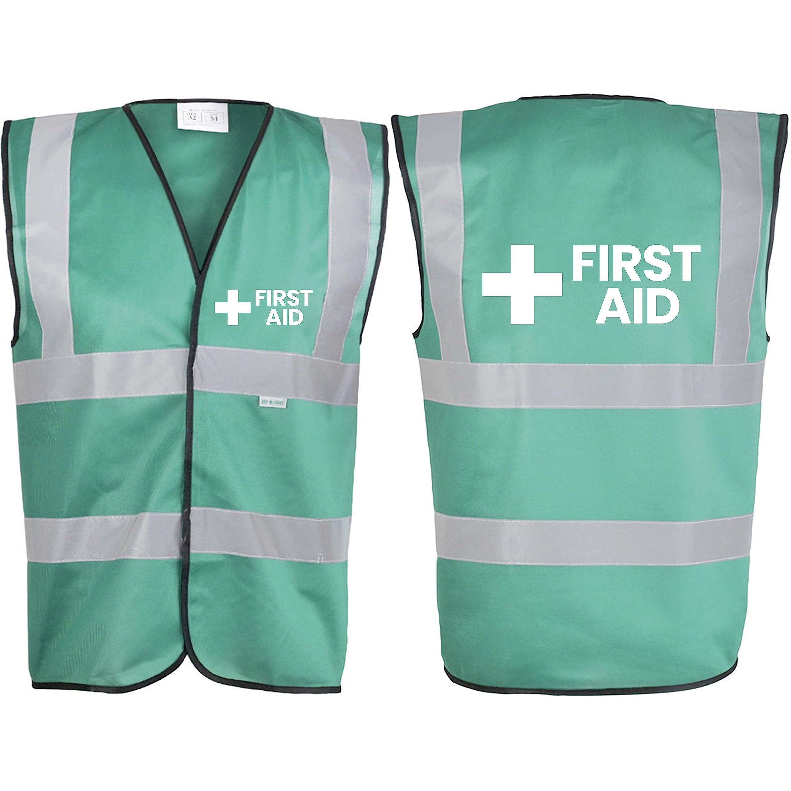 10 First Aid Green Hi Vis Viz Safety Vest Waistcoat, Reflective High Visibility EN471 BS,
