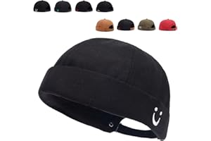 GADFARY Brimless Hats for Men Brimless Caps, Rolled Cuff Retro Docker Hat for Men Womens Skull Cap with Adjustable Brimless Hat