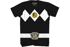 DISNEY Mighty Morphin Power Rangers Red Blue Yellow Pink Green Black White Blue Costume T-Shirt