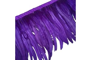 Sowder Rooster Feather Fringe Trim 12-14" in Width Pack of 1 Yard(Purple)