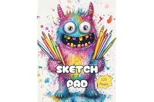 Sketch Pad - Drawing Books for Kids 6-10: 120 Blank Pages Sketchbook, Colorful Monster Cover, 8.5 x 11 Inches
