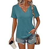 TICTICMIMI Women's V Neck Short Sleeve Tops Summer Casual T Shirts