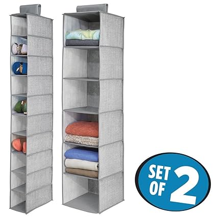 Mdesign Fabric Hanging Wardrobe 6 Shelf Sweater Organiser 10