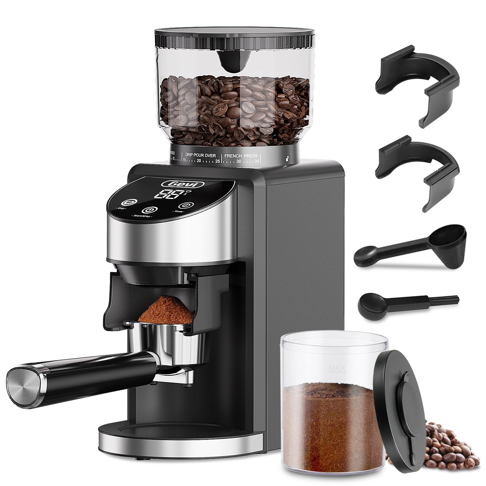 Gevi Coffee Grinder Electric,Coffee Bean Grinder with 35 Grind Settings for Espresso,Drip,French Press,Burr Coffee Grinder for Home Use,Anti-static Design,Black