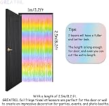 GREATRIL Pastel Rainbow Foil Fringe Curtain 2 Pack 3.2ft x 8.2ft Backdrop view 5