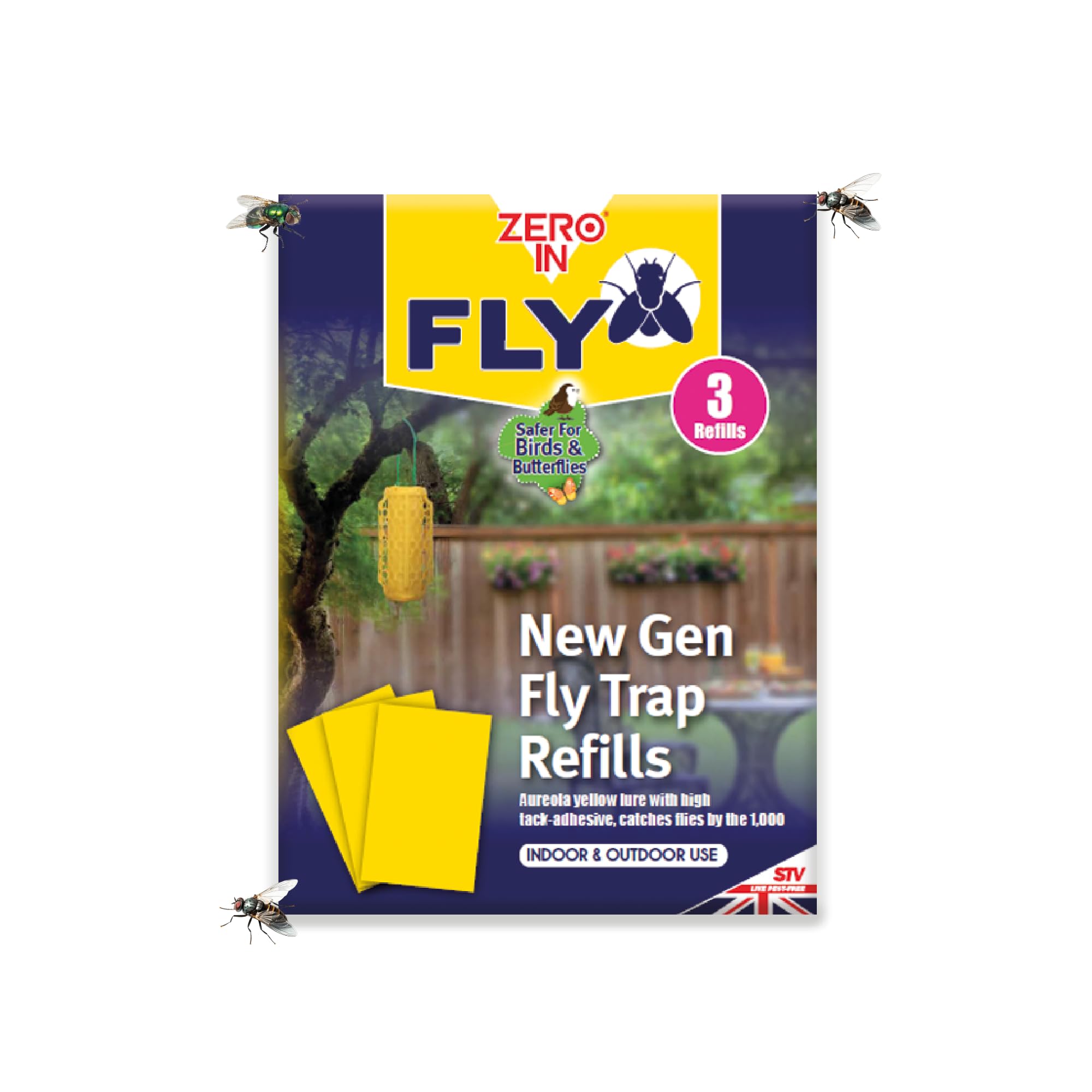 Zero In® New Gen Fly Traps Refills - 3-Pack, Effective Fly Trap, Insect Attractant for Outdoor Use, Covers up to 10m Radius, Poison-Free