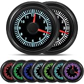 ARTILAURA 2" 52mm Clock Gauge 7 Color Waterproof 0-12 Hours Clock Meter Gauge for Car Boat (Black)