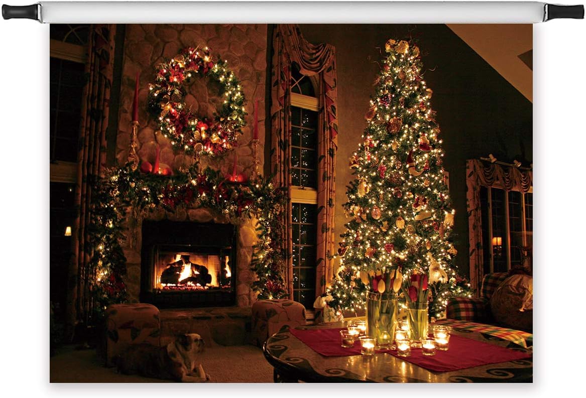 Amazon.com : LB Christmas Fireplace Backdrops for Photography 7x5ft