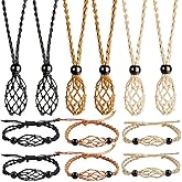 VNVETYTO 12 PCS Crystal Cage Necklace Holder Cord Empty Stone Holder Replacement Hand-Woven Necklace Cord with Adjustable Length