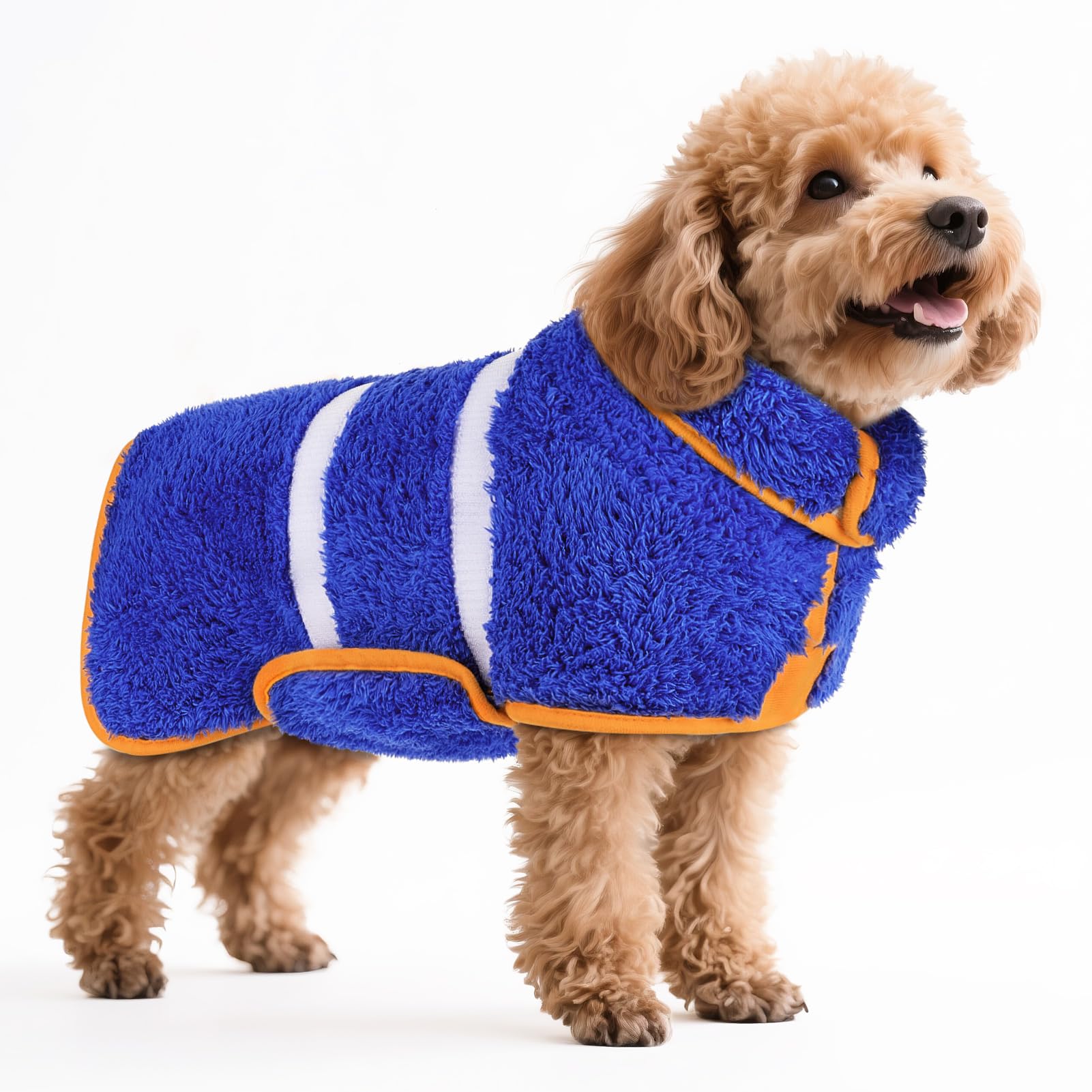 Photo 1 of Bienbee Dog Bathrobe, Quick Drying Super Absorbent Dog Robes for After Bath, Warm Keeping Dogs Towel, Dogs Bath Supplies, Dark Blue S