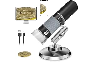 Bysameyee 4K 3840x2160P Wireless Digital Microscope, Handheld HD USB Inspection Camera Endoscope 50x-1000x Magnification, Compatible with iPhone iPad Android Phone Tablet Windows Mac (with Stand)