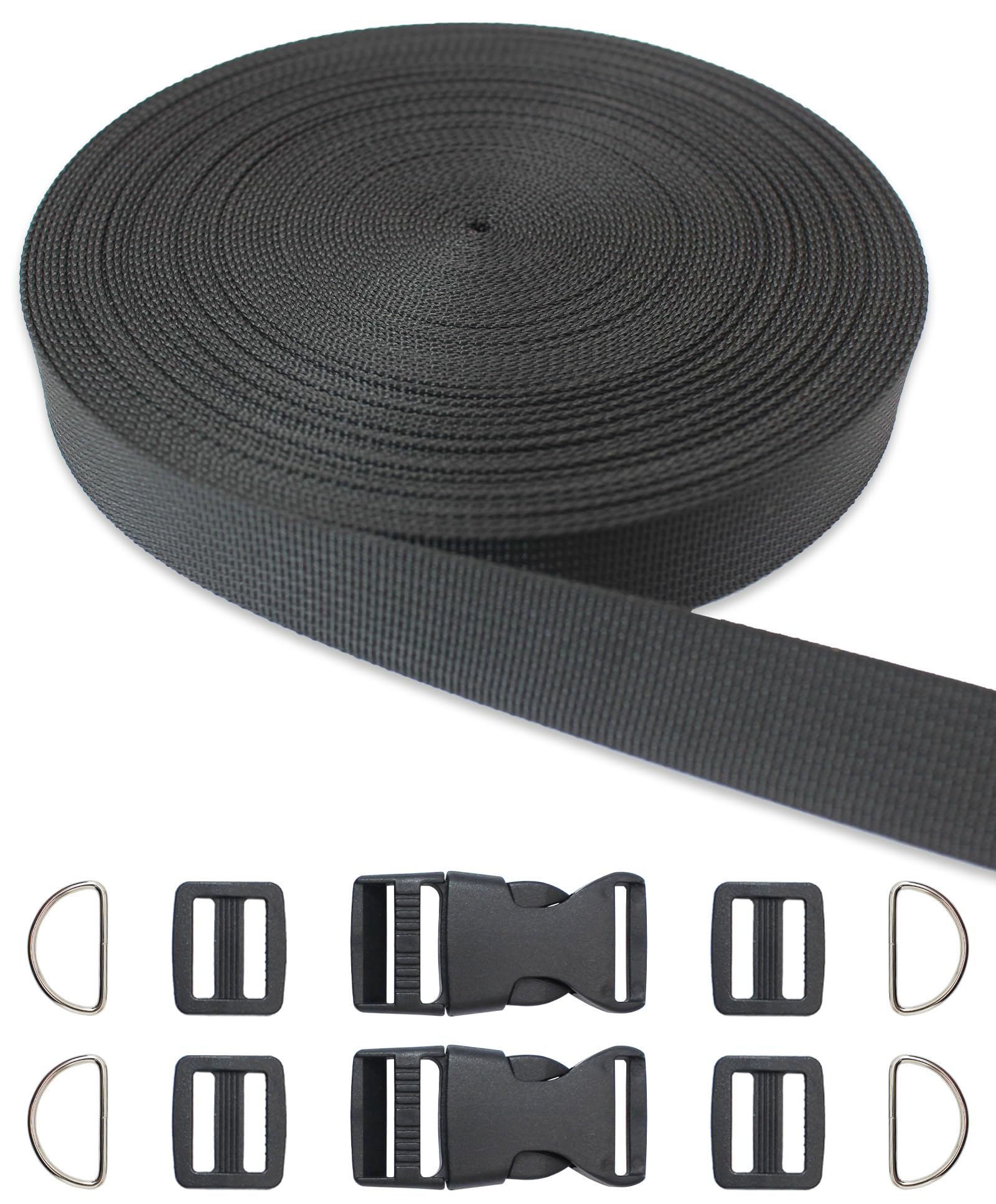 ZHFMILY 1 inch Black Nylon Webbing Strap with