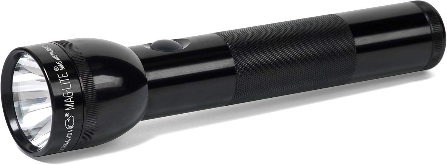 Maglite Heavy-Duty Incandescent 2-Cell D Flashlight, Black - Basic Handheld Flashlights - 
