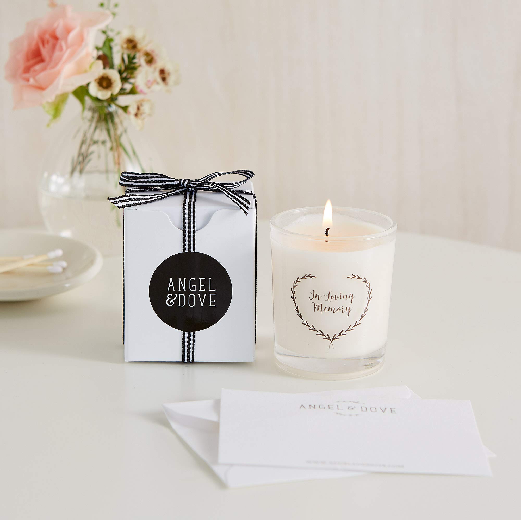 ANGEL & DOVE 'in Loving Memory' Votive Candle Sympathy Gift, Bag & Card - Funeral, Memorial, Keepsake
