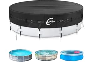 Kipiea Heavy Duty 500D 10ft Round Pool Cover for Above Ground Pools, Swimming Pool Cover Ideal for Inflatable Pool, Above Gro
