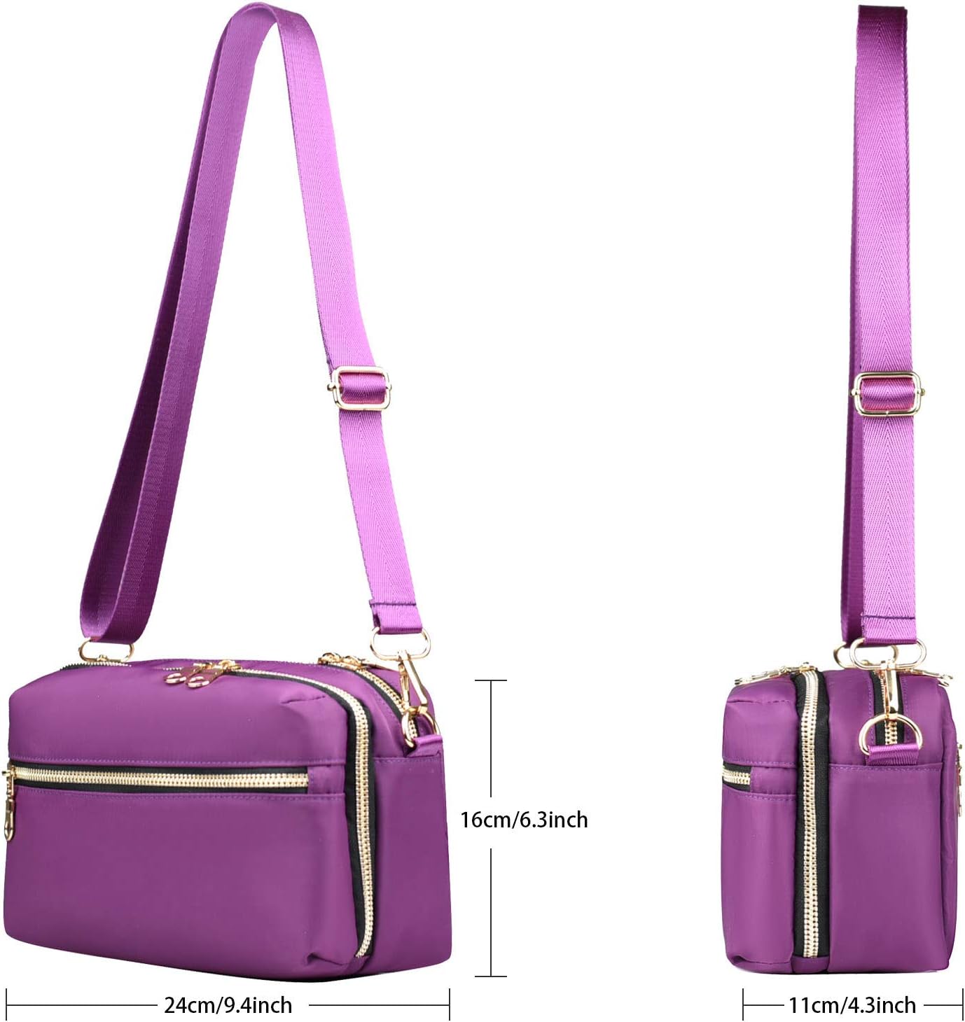 YANAIER Women Crossbody Bag, Casual Multi Pocket Handbag Purse Small Cellphone Pouch Purse Wallet Shoulder Bag for Ladies Girls Purple - Image 3