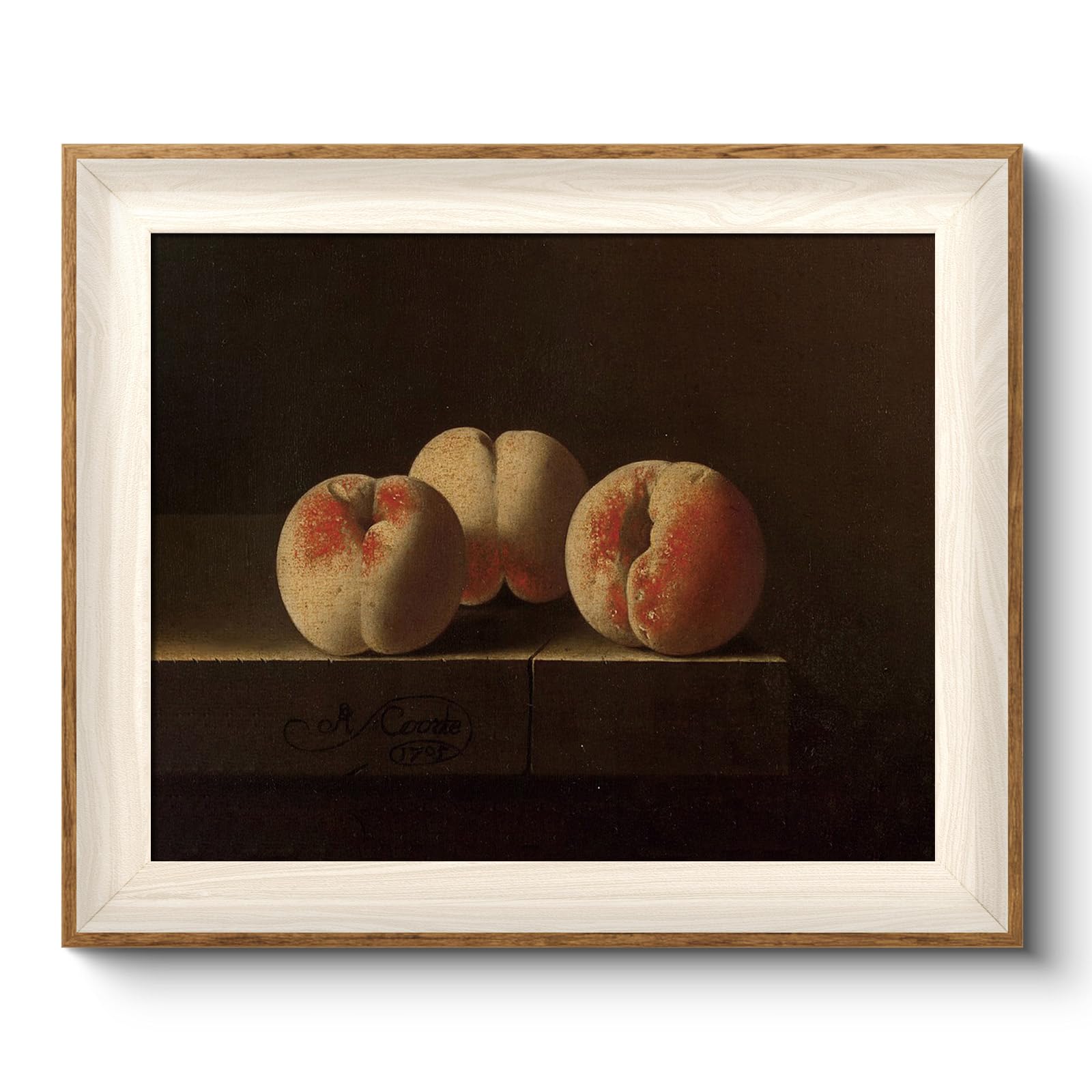VIYYIEA Framed Wall Art for Living Room, Peach Canvas Prints, Vintage Home Decor, Fruits Painting Picture, Bathroom Wall Decor Gifts for Friends or Family -【Peaches】-(12L x 10W)