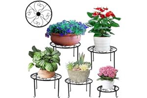 ARTCOCHAN Metal Plant Stand 5 Pack Plant Stands for Indoor and Outdoor, Heavy Duty Flower Pot Stands for Multiple Plant, Round Anti-Rust Iron Plant Shelf, Potted Plant Holder for Home and Garden (Black)