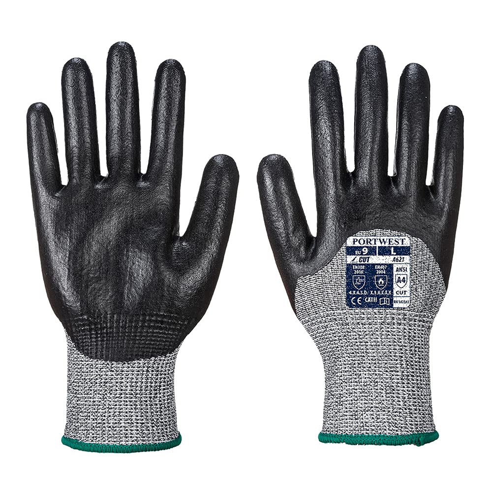 Portwest Cut 3/4 Nitrile Foam Glove, Size: M, Colour: Black, A621BKRM