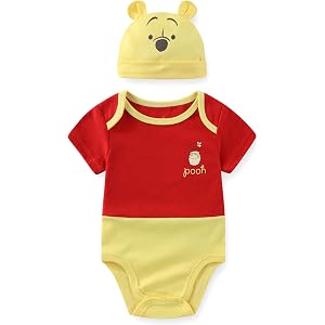 Disney Winnie the Pooh Baby Boys Bodysuit with Hat Cap 2 Piece Set for Newborn and Infant