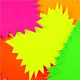 ART BOX 60 Neon Fluorescent Star Price Tags 10cm x 7.5cm Assorted Flash Cards view 2