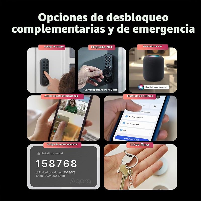 Cerradura Inteligente U200 con Lector de Huella Digital, Negro