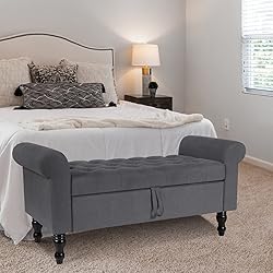 Polar Aurora Storage Bench with Upholstered Rolled