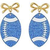 Football Earrings for Women Acrylic Bow Football Dangle Earings Game Day Earrings Lightweight Funny Rugby Sports Accessories Jewelry Gifts