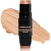Nudestix Nudies Glow Highlighter Stick &ndash; Multi-Use Cream Highlighter for Cheeks, Eyes &amp; Body with Built-In Brush | Dewy, Radiant Finish | Clean, Vegan &amp; Travel-Friendly Makeup
