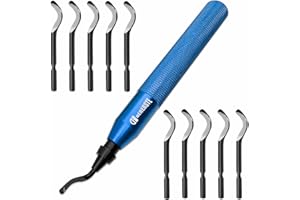 DERERSTE Deburring Tool with 1 Extended Deburrer and 11 High-Speed Steel Blades 360-Degree Rotatable for Metal, Plastic,Resin, Copper,3D Print and PVC Tube Pipe Deburr