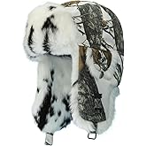 Fur Winter Trapper Hat,100% Rabbit Fur Aviator Ski Trapper Trooper Pilot Hat,Snow Eskimo Hat