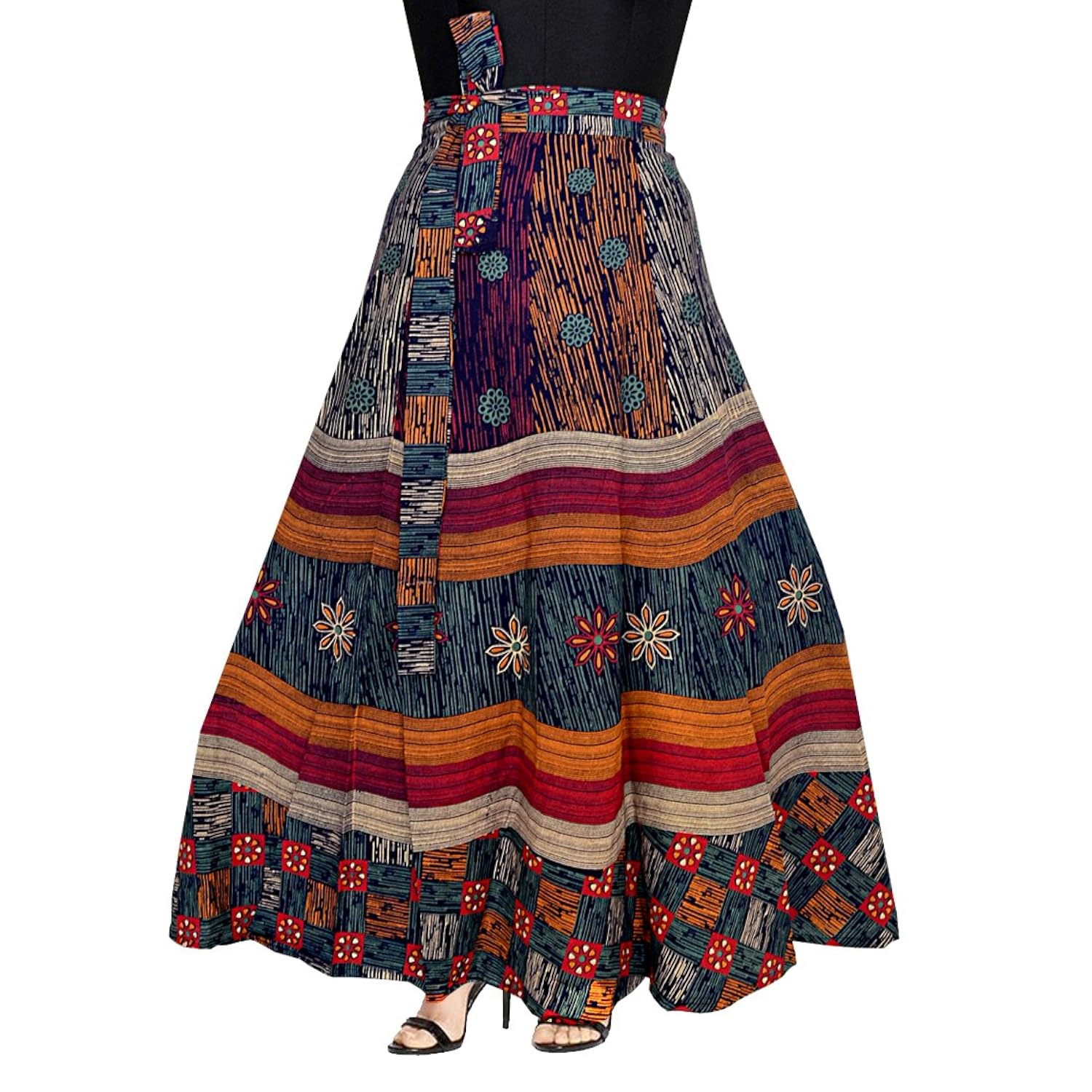 womens cotton wrap around western wear skirts