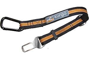 Kurgo Direct To seat belt Tether for Dogs, Universal Car seat belt for Pets, Adjustable Length Dog Safety Belt, quick & Easy 