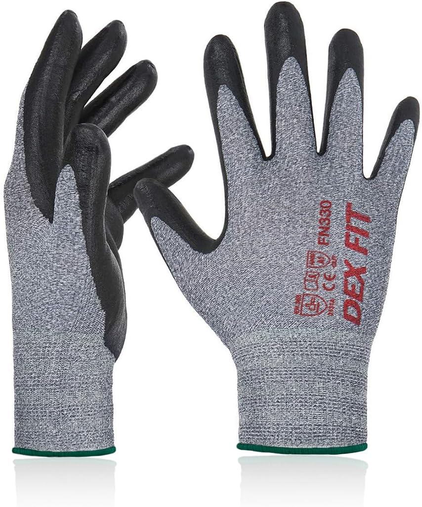 DEX FIT FN330 Nitrile Work Gloves 3D-Comfort Touchscreen 8(M) Grey 1 Pair
