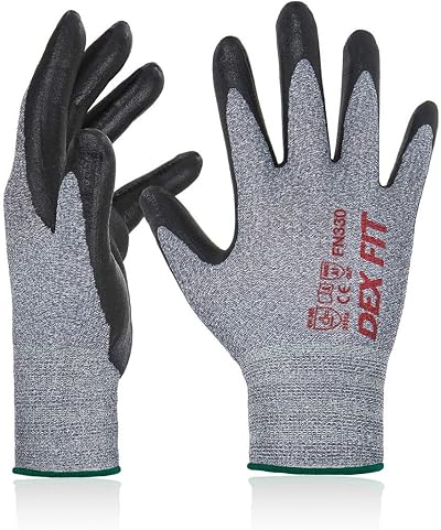 DEX FIT FN330 Nitrile Work Gloves 3D-Comfort Touchscreen 8(M) Grey 1 Pair