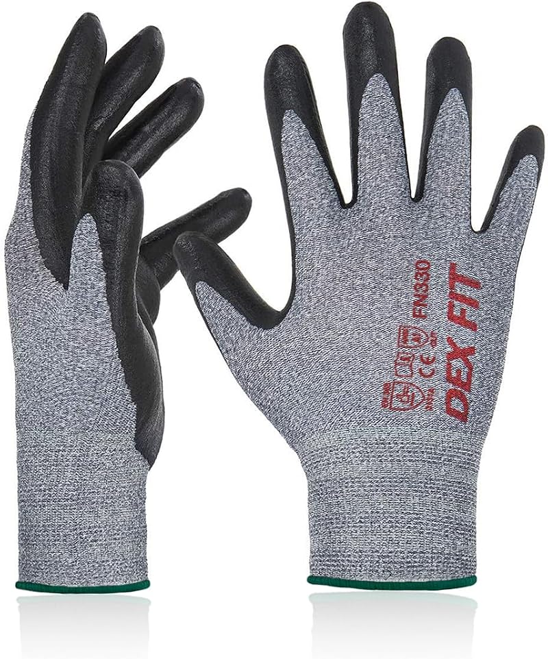 DEX FIT FN330 Nitrile Work Gloves 3D-Comfort Touchscreen 8(M) Grey 1 Pair