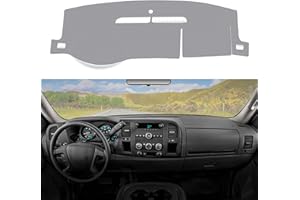 BERKSYDE Dashboard Dash Cover Mat Carpet Compatible with 07-14 Chevy Tahoe Suburban Denali Avalanche GMC Yukon/XL,07-13 Chevy Silverado GMC Sierra Without Dash Speaker and Only One Glove Box(Grey)